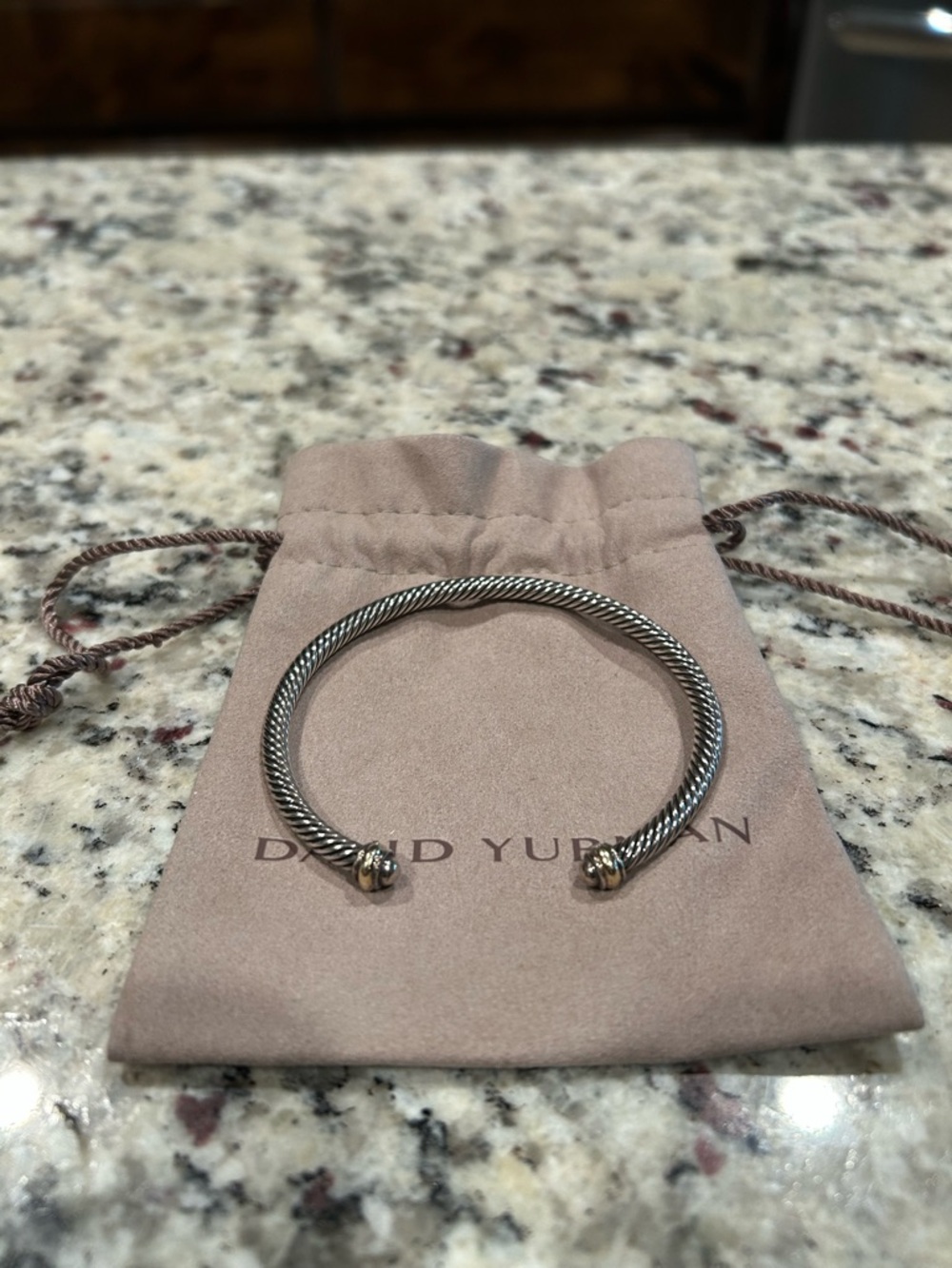 David Yurman Twisted Cable Open Cuff Bracelet - Silver Tone
